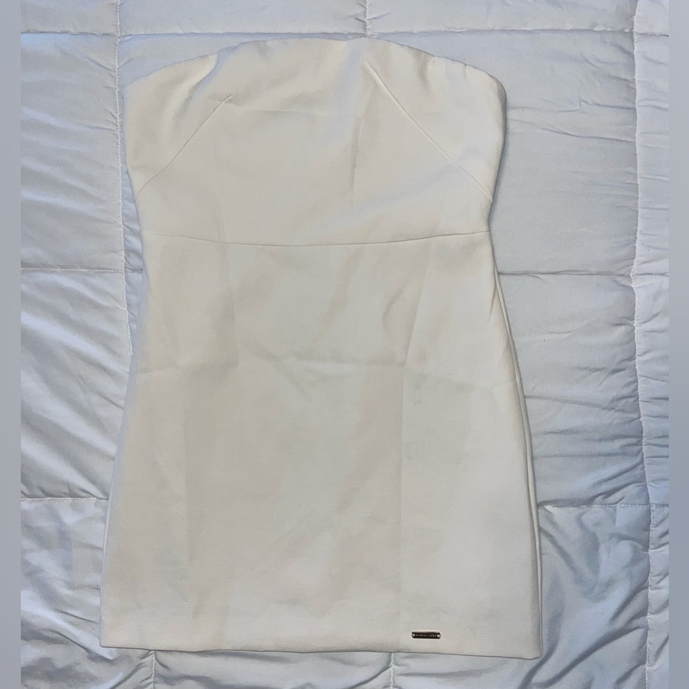 Missguided Cream Strapless Dress